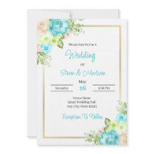 Elegant Teal Blue Floral Wedding