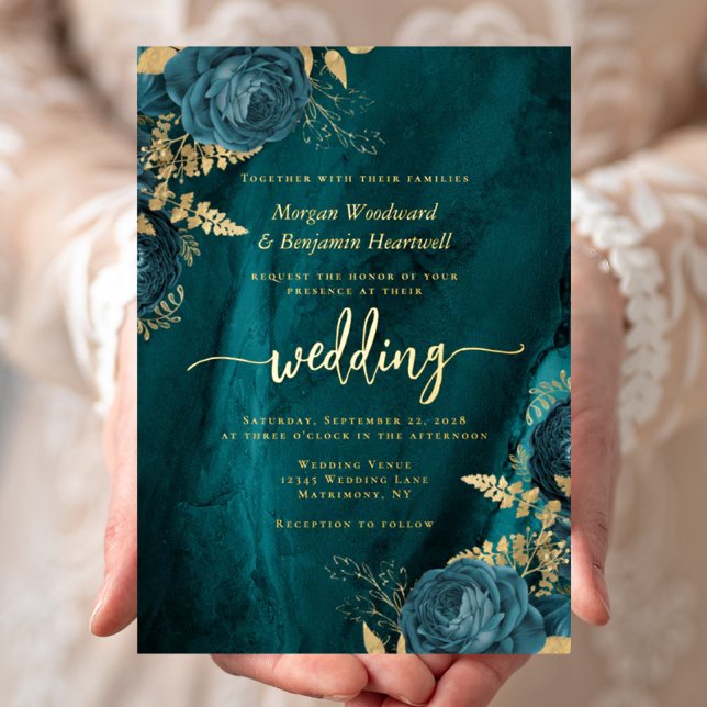 Elegant Teal Blue Gold Floral Wedding (Creator Uploaded)