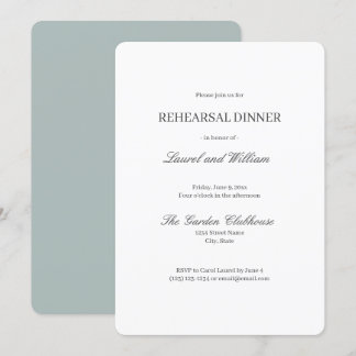 Elegant Teal Blue Grey Rehearsal Dinner Invitation