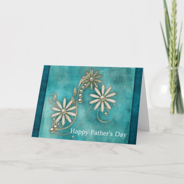 Elegant Teal Blue Happy Father's Day Greeting Card (Front)
