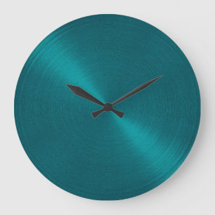 Elegant Teal Blue Metallic Look Sheen Large Clock