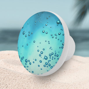 Elegant Teal Blue Ocean Sea Glass Design Ceramic Knob