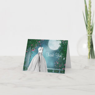Elegant Teal Blue Quinceanera Thank You Cards