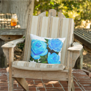 Elegant teal blue roses blue floral blue flowers cushion