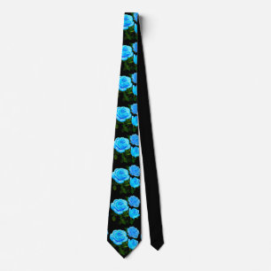 Elegant teal blue roses blue floral blue flowers tie