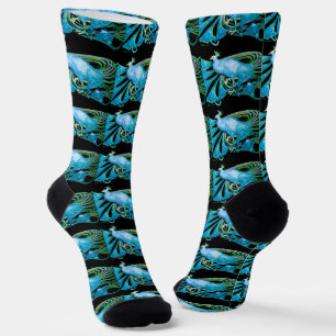 ELEGANT TEAL BLUE TURQUOISE PEACOCKS TANK TOP SOCKS