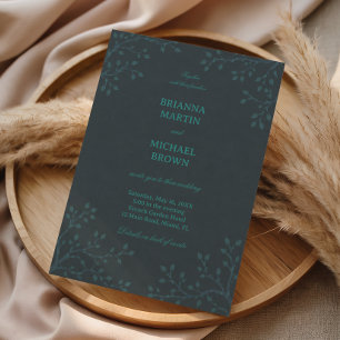 Elegant Teal Botanical Minimalist Invitation