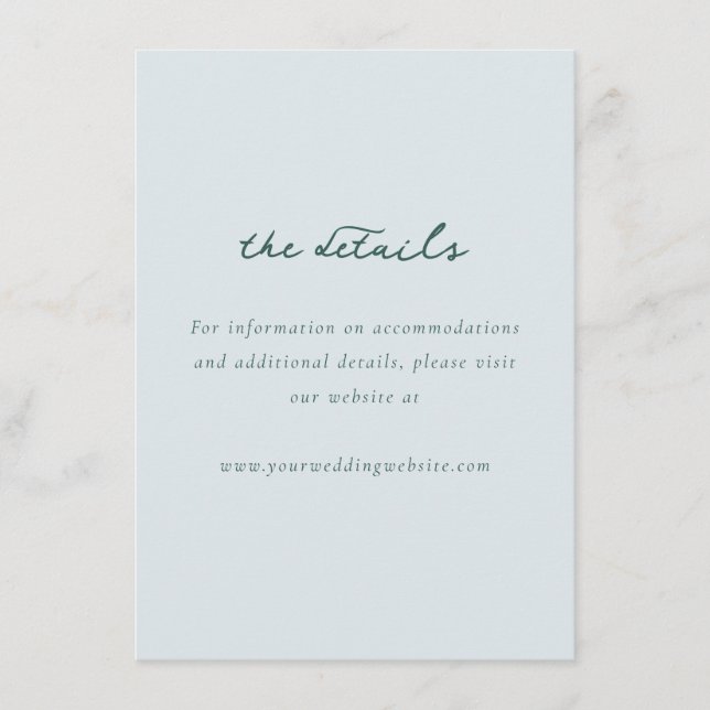Elegant Teal Calligraphy Details Enclosure Card (Front)