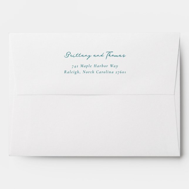 Elegant Teal Calligraphy Envelope (Back (Top Flap))