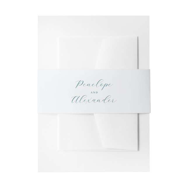 Elegant Teal Calligraphy Invitation Belly Band (Front Example)