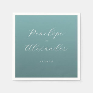 Elegant Teal Calligraphy Napkin