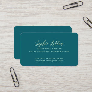Elegant Teal Card with Script Name