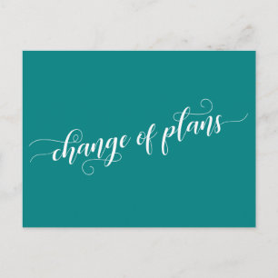 Elegant Teal Change of Plans Postponed Wedding Postcard