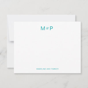 Elegant Teal Contemporary Couple Monogram Card