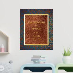 Elegant Teal Copper Wedding Welcome Foil Prints