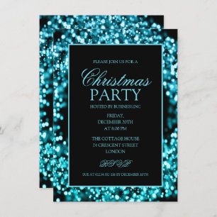 Elegant Teal Corporate Christmas Lights Party Invitation