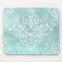 Elegant Teal Damask Mousepad
