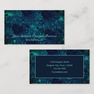 Elegant Teal Dark Navy Blue Unique Watercolor Business Card