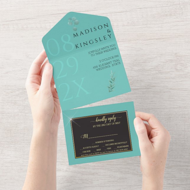 Elegant Teal Fab All In One Invitation (Tearaway)