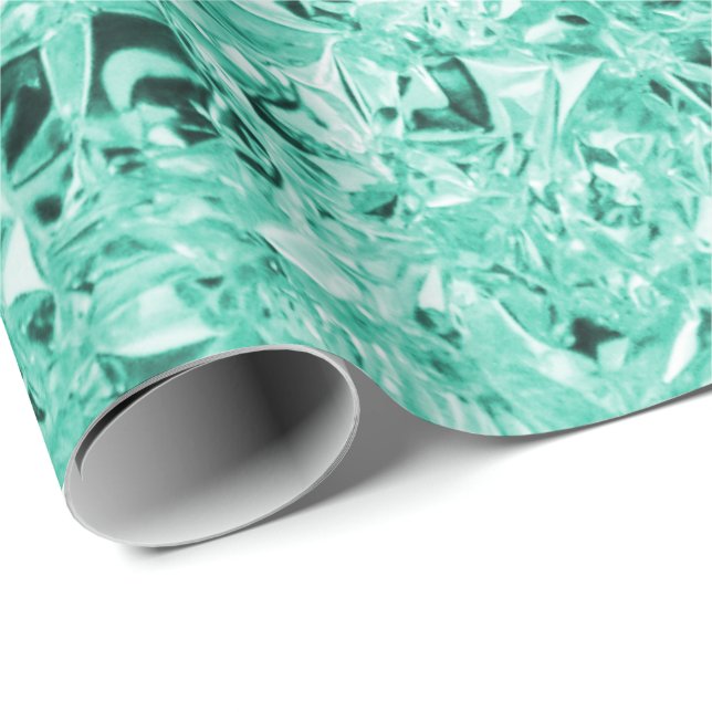 elegant teal faux foil pattern wrapping paper (Roll Corner)