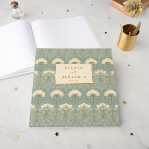 Elegant Teal Floral Botanical Guest Book
