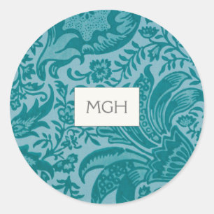 Elegant Teal Floral Monogram Envelope Seals