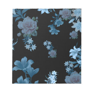 Elegant Teal Floral Pattern Notepad