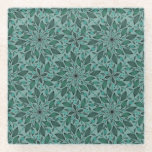 Elegant Teal Floral Pattern with Leaf Mandala  Glass Coaster<br><div class="desc">Seamless teal floral pattern with intricate leaf mandala motifs on a muted aqua background,  conveying elegance and harmony.</div>