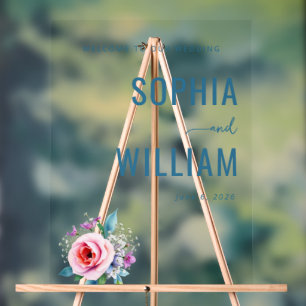 Elegant Teal Floral Wedding Sign