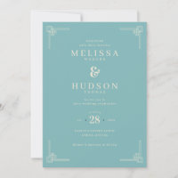 Elegant Teal Geometric Wedding Invitation
