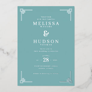 Elegant Teal Geometric Wedding Invitation