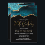 Elegant Teal Gold Agate 30th Birthday Invitation<br><div class="desc">This elegant 30th birthday invitation features a watercolor image of an agate geode in shades of teal with faux gold highlights. The words "30th Birthday" appear in faux gold glitter in decorative modern handwriting font. Customise it with the name of the honoree in gold coloured text and the details in...</div>