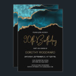 Elegant Teal Gold Agate 90th Birthday Invitation<br><div class="desc">This elegant 90th birthday invitation features a watercolor image of an agate geode in shades of teal with faux gold highlights. The words "90th Birthday" appear in faux gold glitter in decorative modern handwriting font. Customise it with the name of the honoree in gold coloured text and the details in...</div>