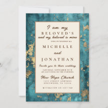 Elegant Teal Gold Bible Verse Christian Wedding