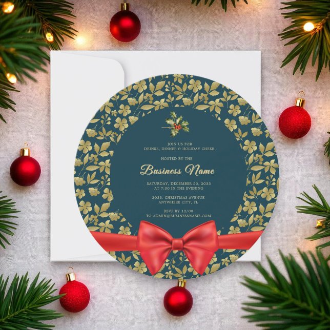 Elegant teal gold Christmas Business Party Invite (Creator Uploaded)