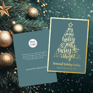 Elegant Teal Gold Corporate Christmas Logo