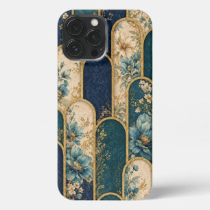 Elegant Teal & Gold Floral Arch Phone Case