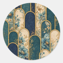 Elegant Teal & Gold Floral Arch Sticker