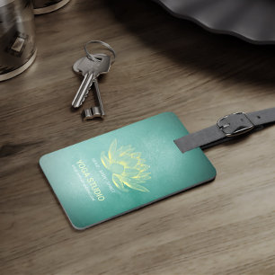 Elegant Teal Gold Lotus YOGA Meditation Instructor Luggage Tag