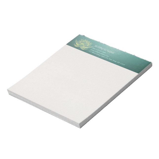 Elegant Teal Gold Lotus YOGA Meditation Instructor Notepad (Rotated)