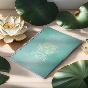 Elegant Teal Gold Lotus YOGA Meditation Instructor Spiral Notebook