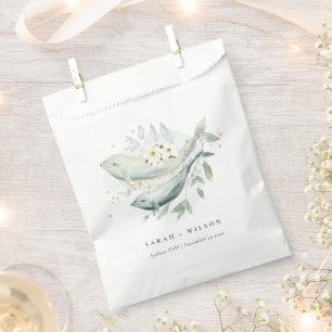 Elegant Teal Gold Underwater Floral Fish Wedding Favour Bags