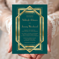 Elegant Teal Gold Vintage 1920s Deco Wedding