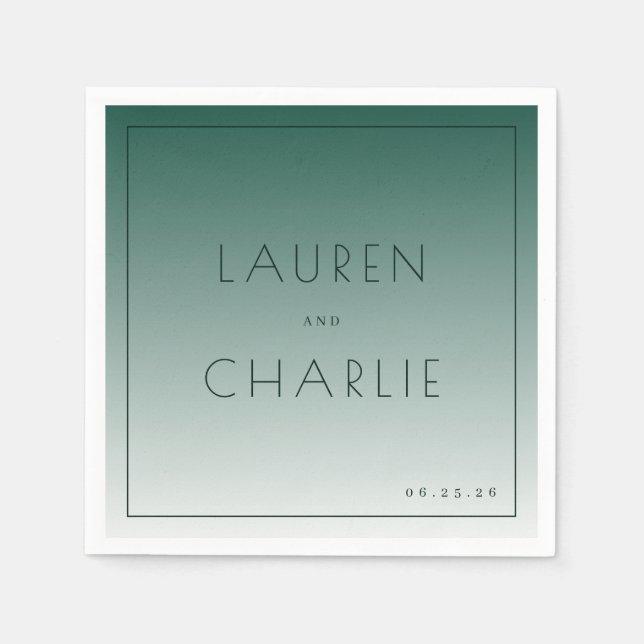 Elegant Teal Gradient Names Napkin (Front)