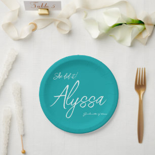 Elegant Teal Graduation Party She Did It Paper Plate