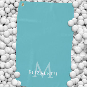 Elegant Teal Green Monogram Name Initial Custom Golf Towel