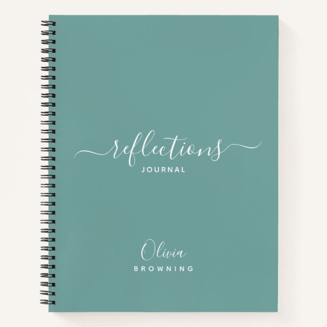 Elegant Teal Green Reflections Journal Notebook (Front)