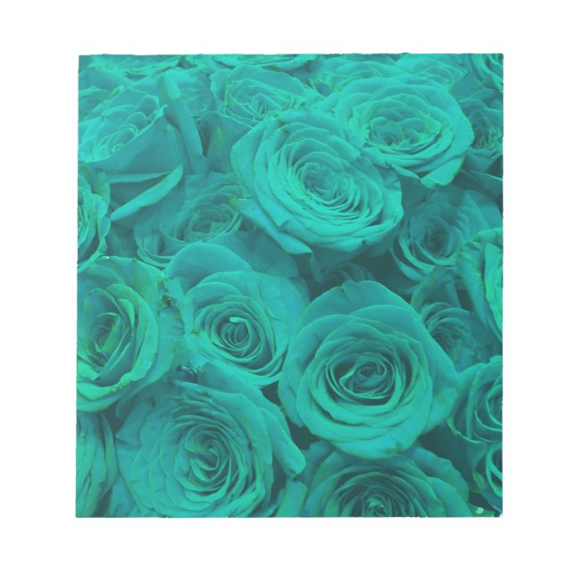 Elegant teal green roses  notepad (Front)