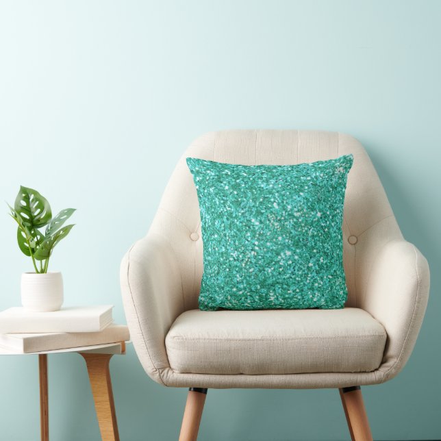 Elegant Teal green sparkling glitter pattern   Cushion (Chair)