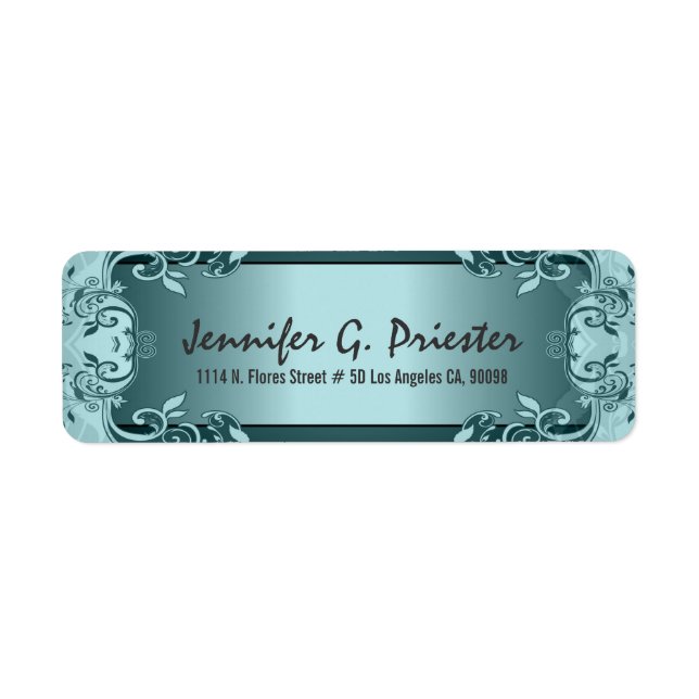 Elegant Teal Green Vintage Abstract Floral Design (Front)